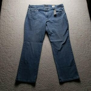 Lee Jeans Womens 18 Short Blue Medium Wash Relaxed Straight Mid Rise Stretch